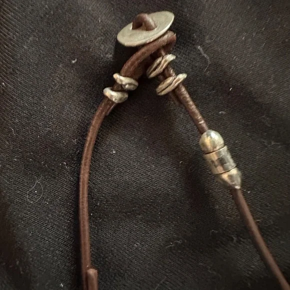 Silpada Leather, Pearl and Silver beaded Necklace & Bracelet - Picture 2 of 4